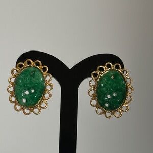 Vintage-Inspired Gold and Green Earrings